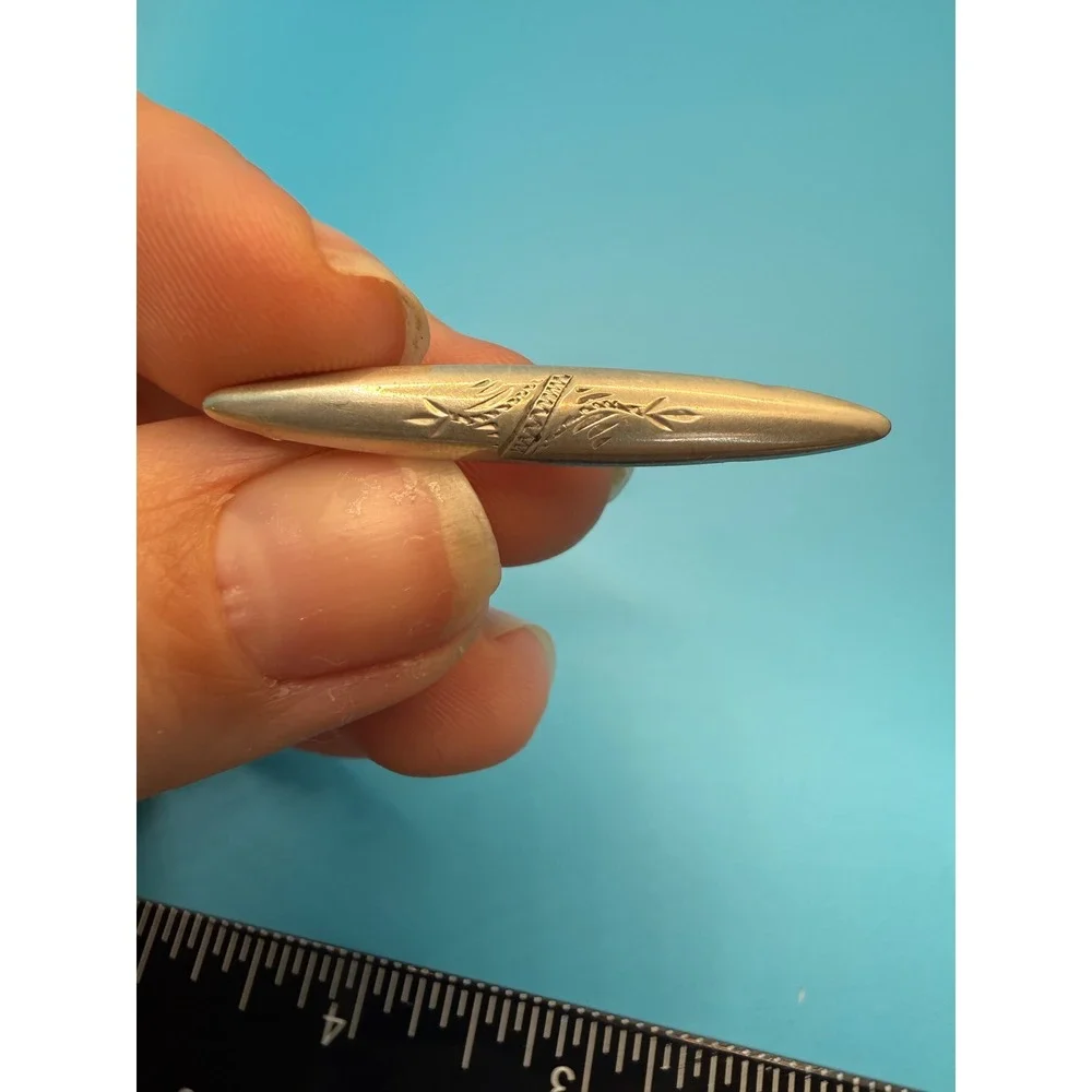 Vintage Sterling Silver Engraved‎ Bar Brooch Floral Cigar Pin Antique Style 1.5